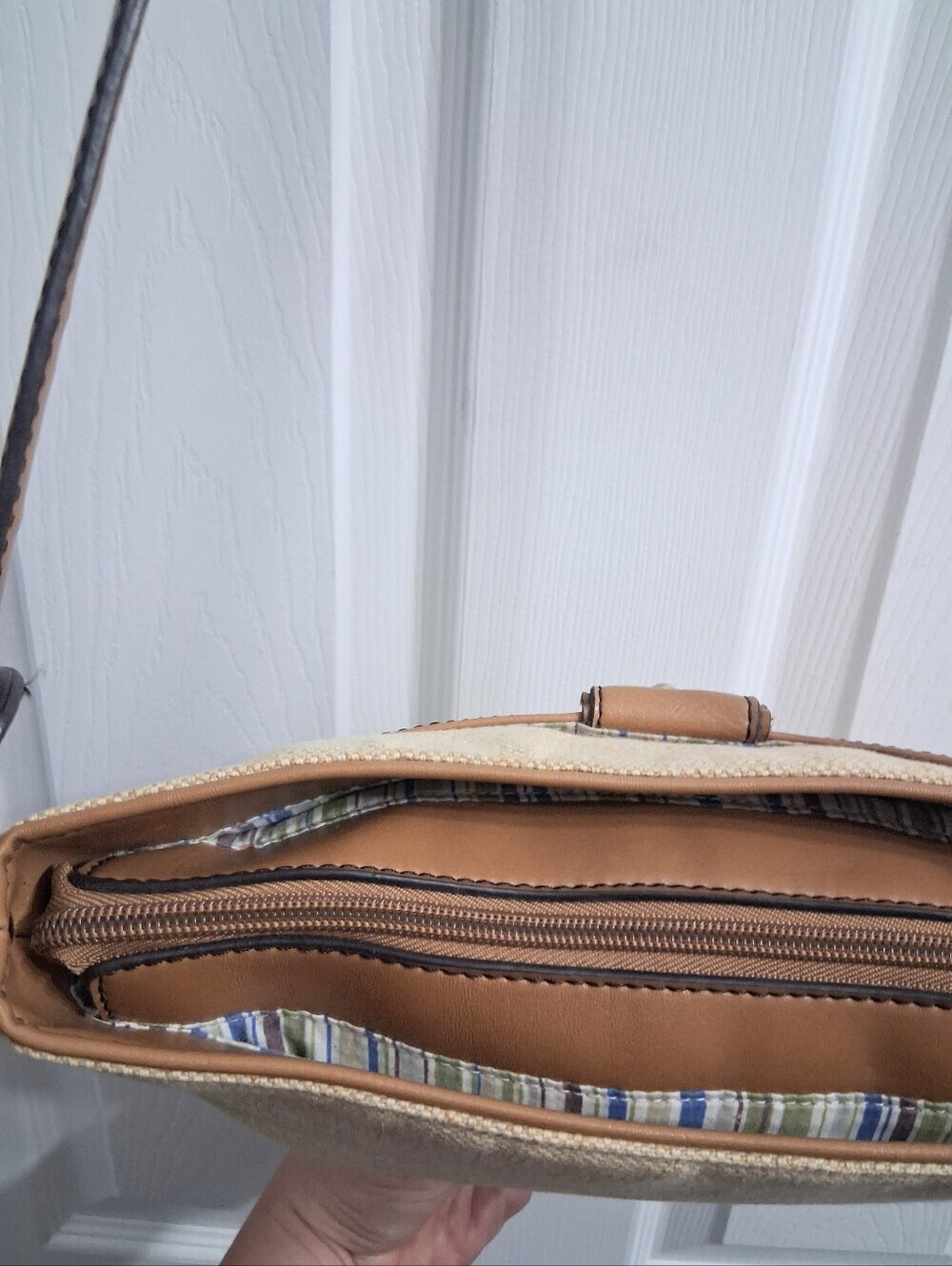 Vintage Etienne Aigner Tweed Shoulder Bag Beige Brown Classic Canvas Purse - Picture 9 of 15